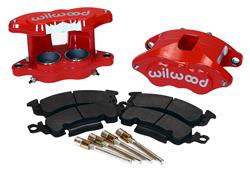 (image for) Brake Calipers, GM D52 Dual Piston, Aluminum, Red Powdercoated, Semi-metallic Pads, Front, Kit