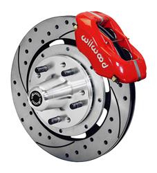 (image for) 59-64 Disc Brakes, Forged Dynalite Big Brake, Front Hub, Rotors, 4-piston Calipers, Red, Chevy, Kit