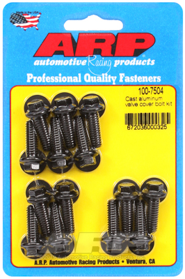 (image for) Valve Cover Bolts, Chromoly, Black Oxide, Hex, 1/4 in.-20 Diameter, Cast Aluminum Covers, Set of 14 - Click Image to Close