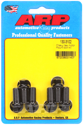 (image for) Motor Mount Bolts, Black Oxide, Hex, Mount to Block, Chevy, Small, Big Block, Set of 6 - Click Image to Close