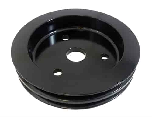 (image for) R9481BK BLACK ANODIZED ALUMINUM SB CHEVY V8 DOUBLE GROOVE CRANKSHAFT PULLEY - SWP LOWER