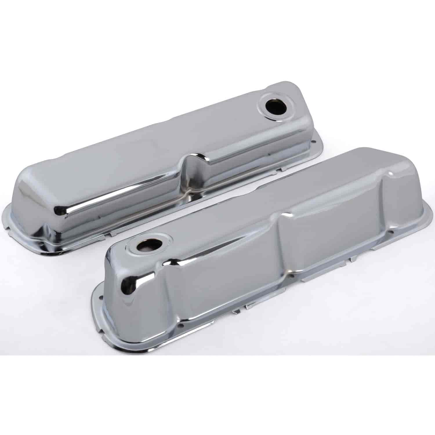 (image for) Tall Chrome Steel Valve Covers 1962-85 Small Block Ford 260-289-302-351W-5.0L V8