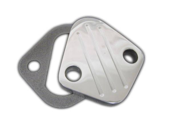 (image for) #6258 POLISHED ALUMINUM BB CHEVY FUEL PUMP BLOCK-OFF PLATE