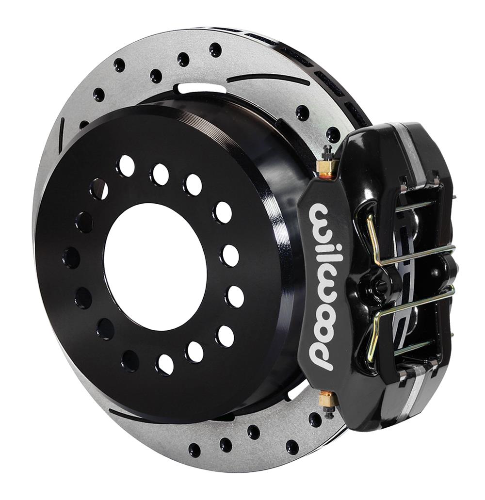 (image for) Disc Brakes, Rear, DynaPro, Low Profile Park Brake, Drilled, Slotted Rotors, 4-Piston Blk Calipers, GM, O Axle